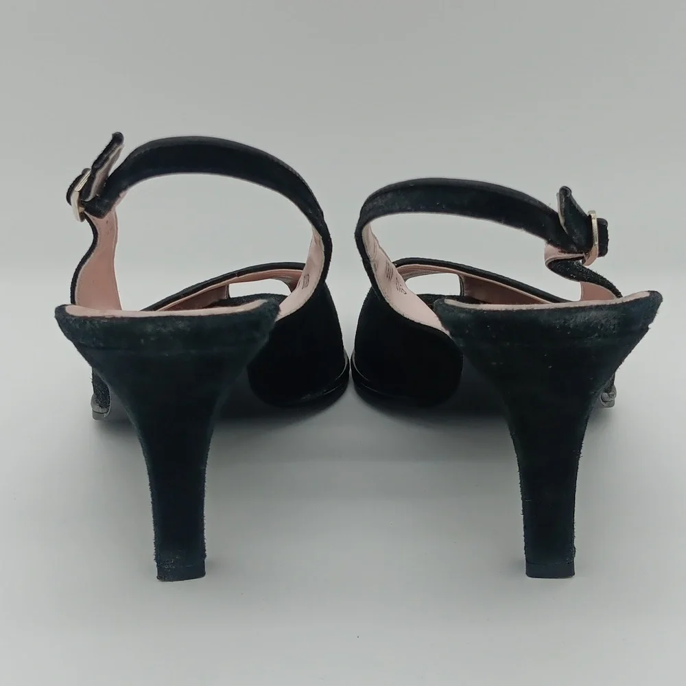 Max de Carlo Suede Peep-Toe Heels - Picture 5 of 8